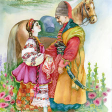 Оригинал схемы вышивки «казак с казачкой 120цветов перемешивание 50%» (№1735969)