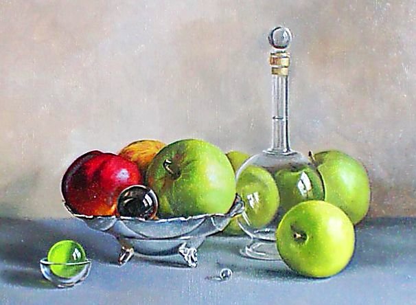 Натюрморт. - натюрморт, яблоки, живопись. - оригинал