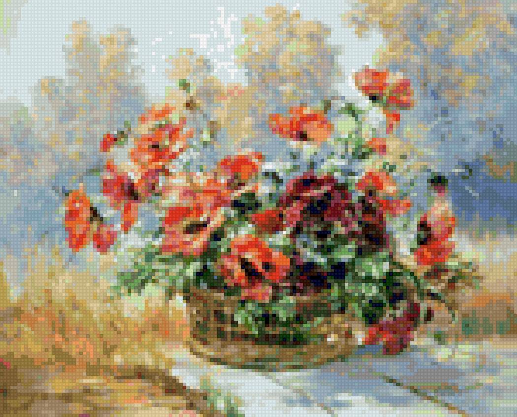 маки в корзине - предпросмотр