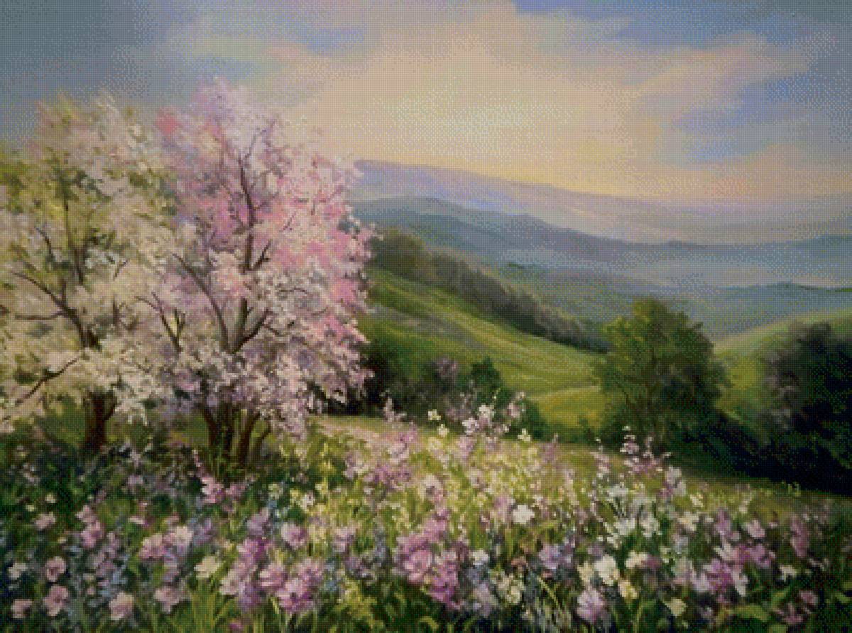 Пейзаж - вышивка крестиком - предпросмотр