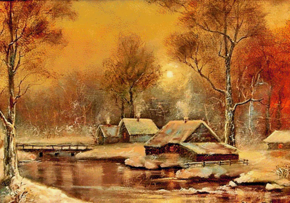 Пейзаж. - зима. пейзаж. картина. живопись. - предпросмотр