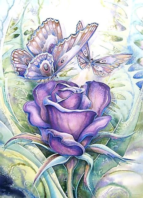 Бабочки. - роза, бабочки. - оригинал