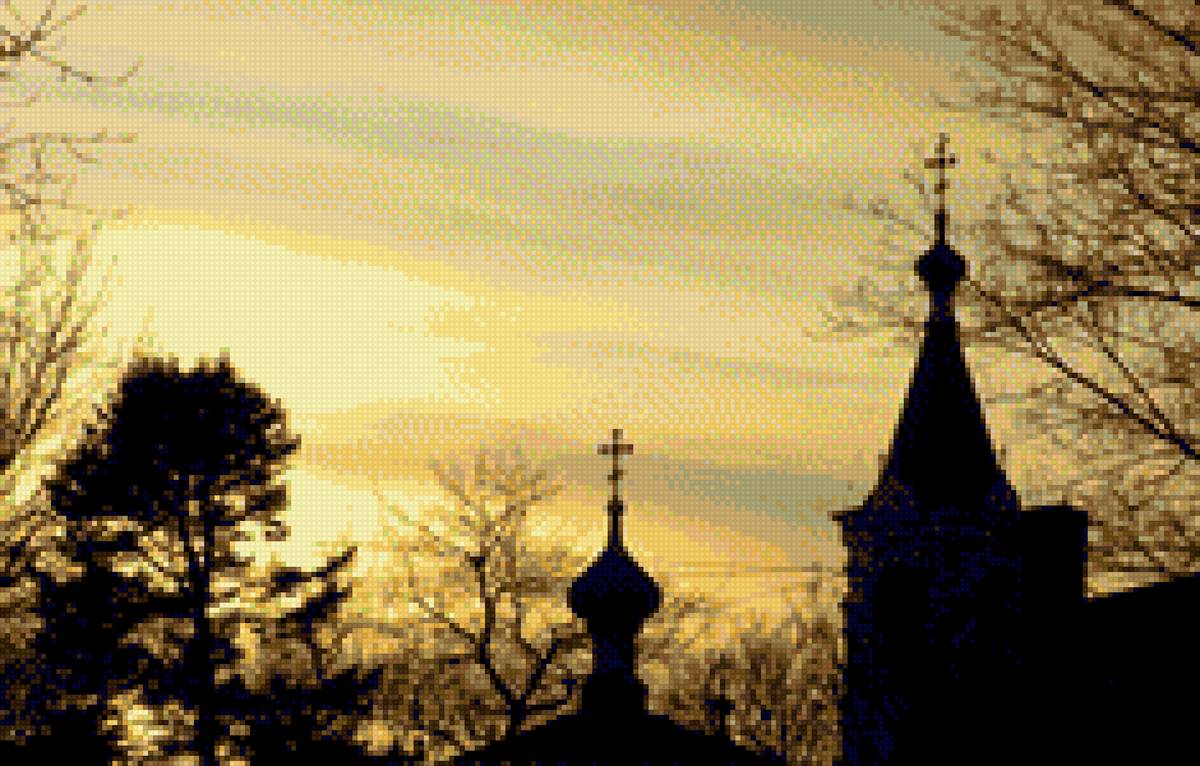 закат - церковь, небо, рассвет - предпросмотр