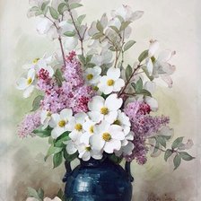 Оригинал схемы вышивки «Цветы в вазе» (№1742642)