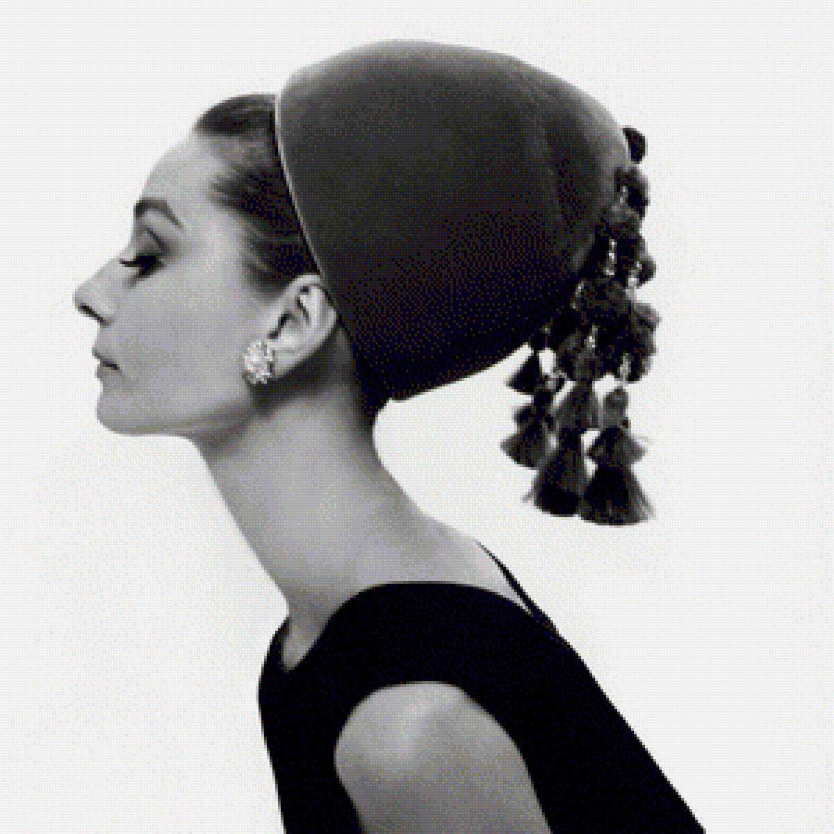 Одри Хепберн в шляпке - одри, профиль, девушка, портрет - предпросмотр