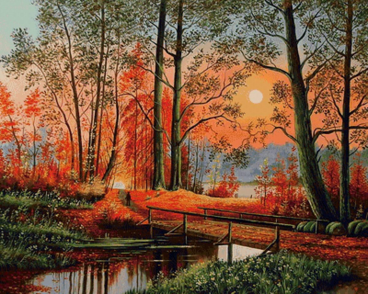 Осенний вечер - вечер, река, закат, осень - предпросмотр