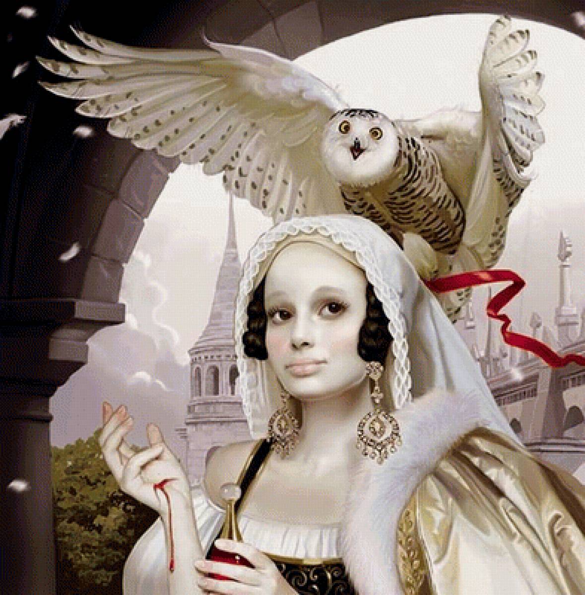 дама с совой - сова - предпросмотр