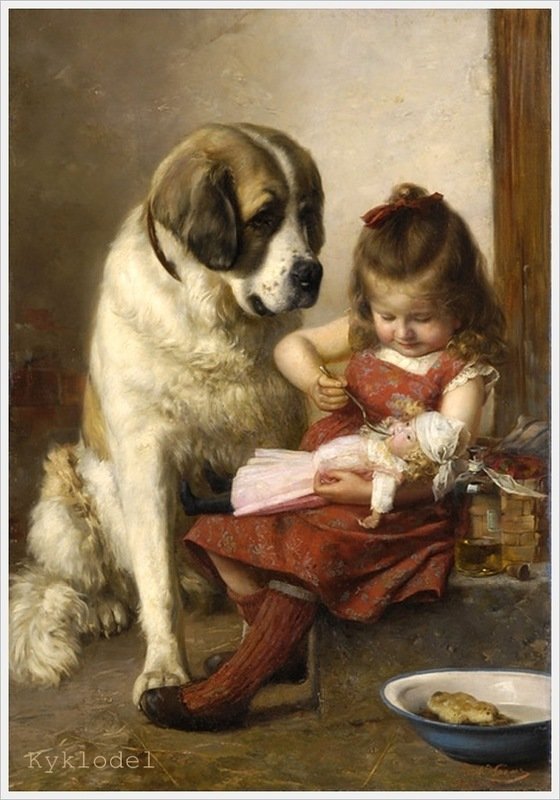 девочка кормит куклу - оригинал