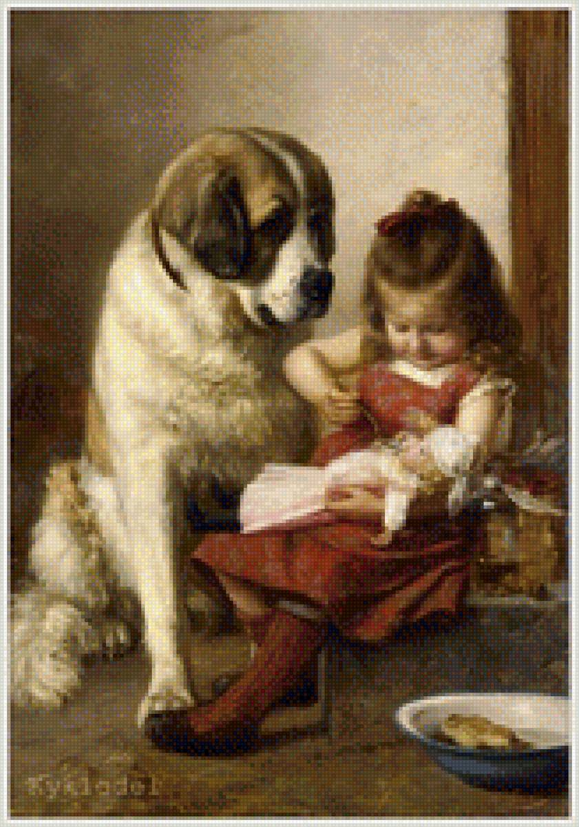 девочка кормит куклу - предпросмотр