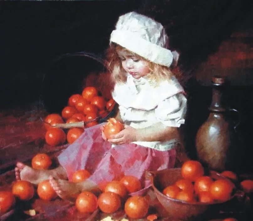 Девочка и апельсины - апельсины, девочка, живопись - оригинал