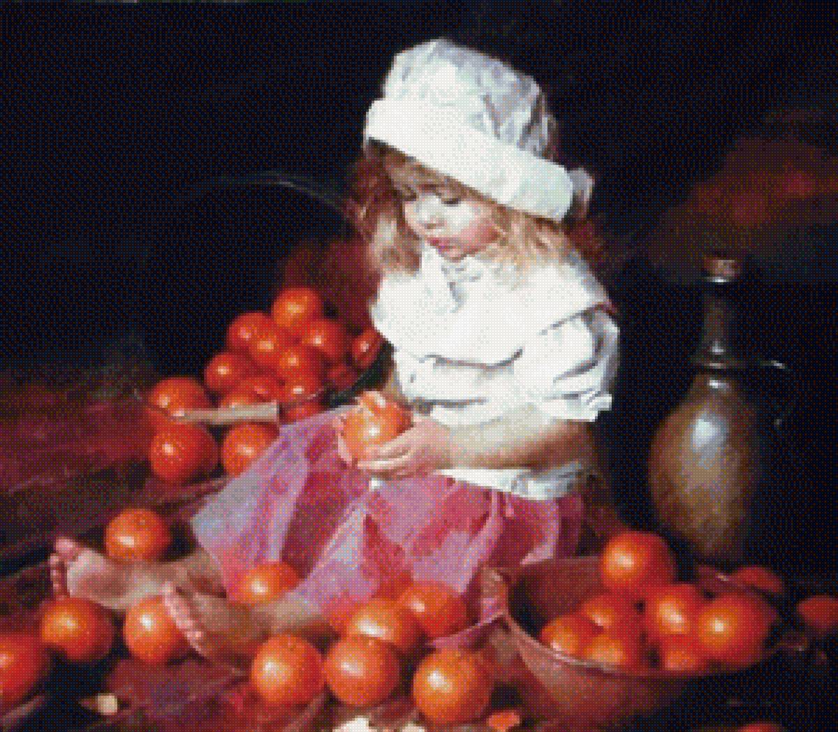 Девочка и апельсины - апельсины, девочка, живопись - предпросмотр