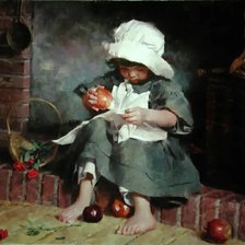 Схема вышивки «девочка и яблоки»