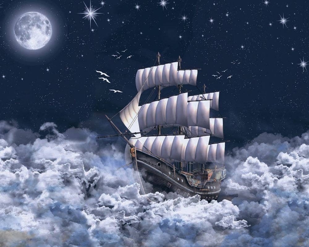 летучий голландец - корабли, небо, море, фэнтези - оригинал