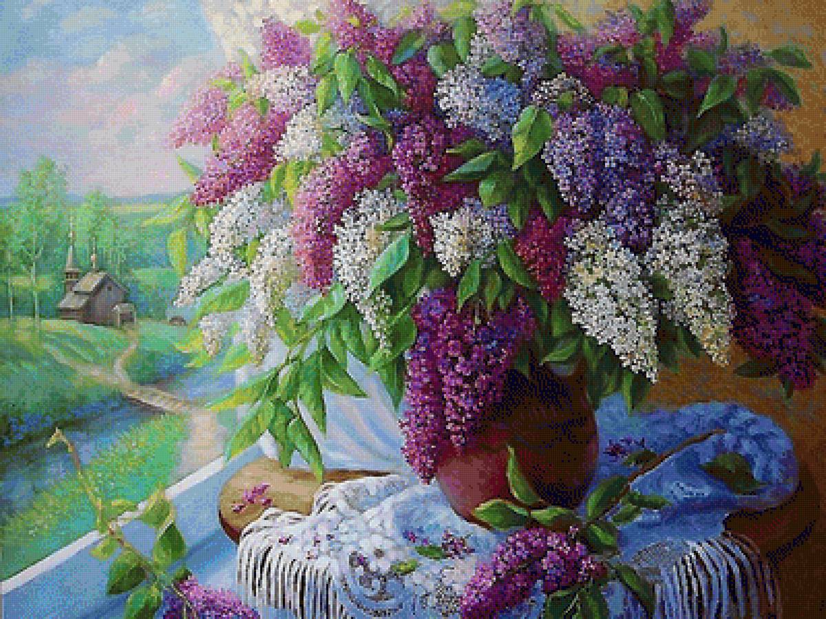 сирень - сирень, окно - предпросмотр