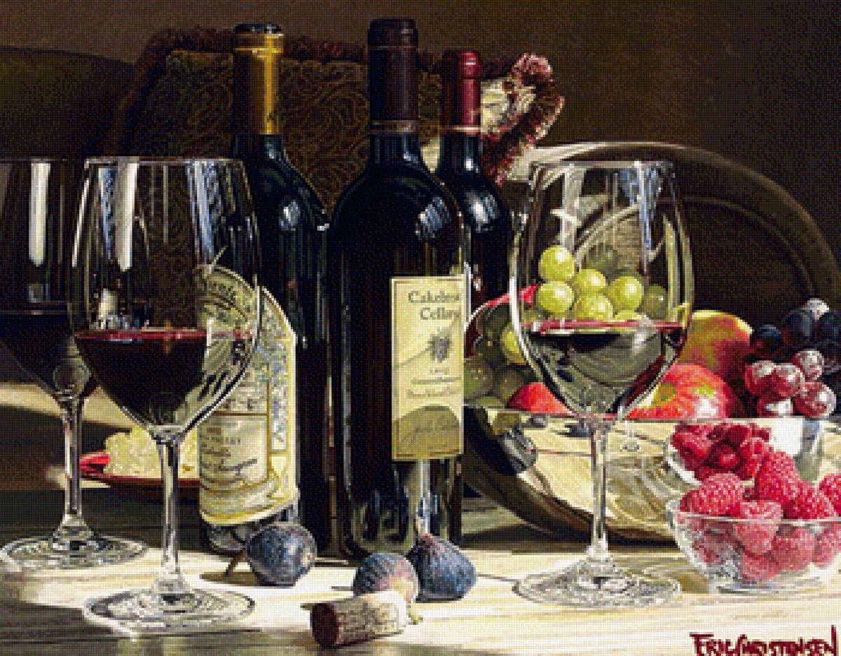 натюрморт с вином - бокал, вино - предпросмотр