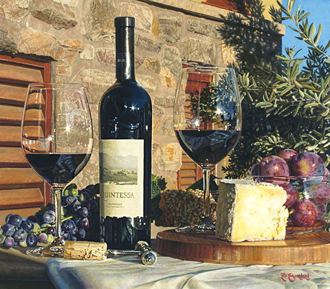 натюрморт с вином - бокал, вино - оригинал