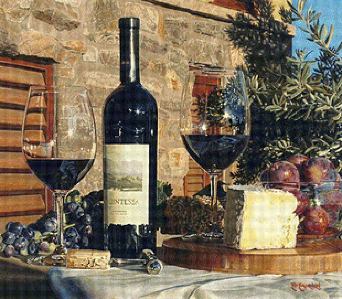 натюрморт с вином - бокал, вино - предпросмотр