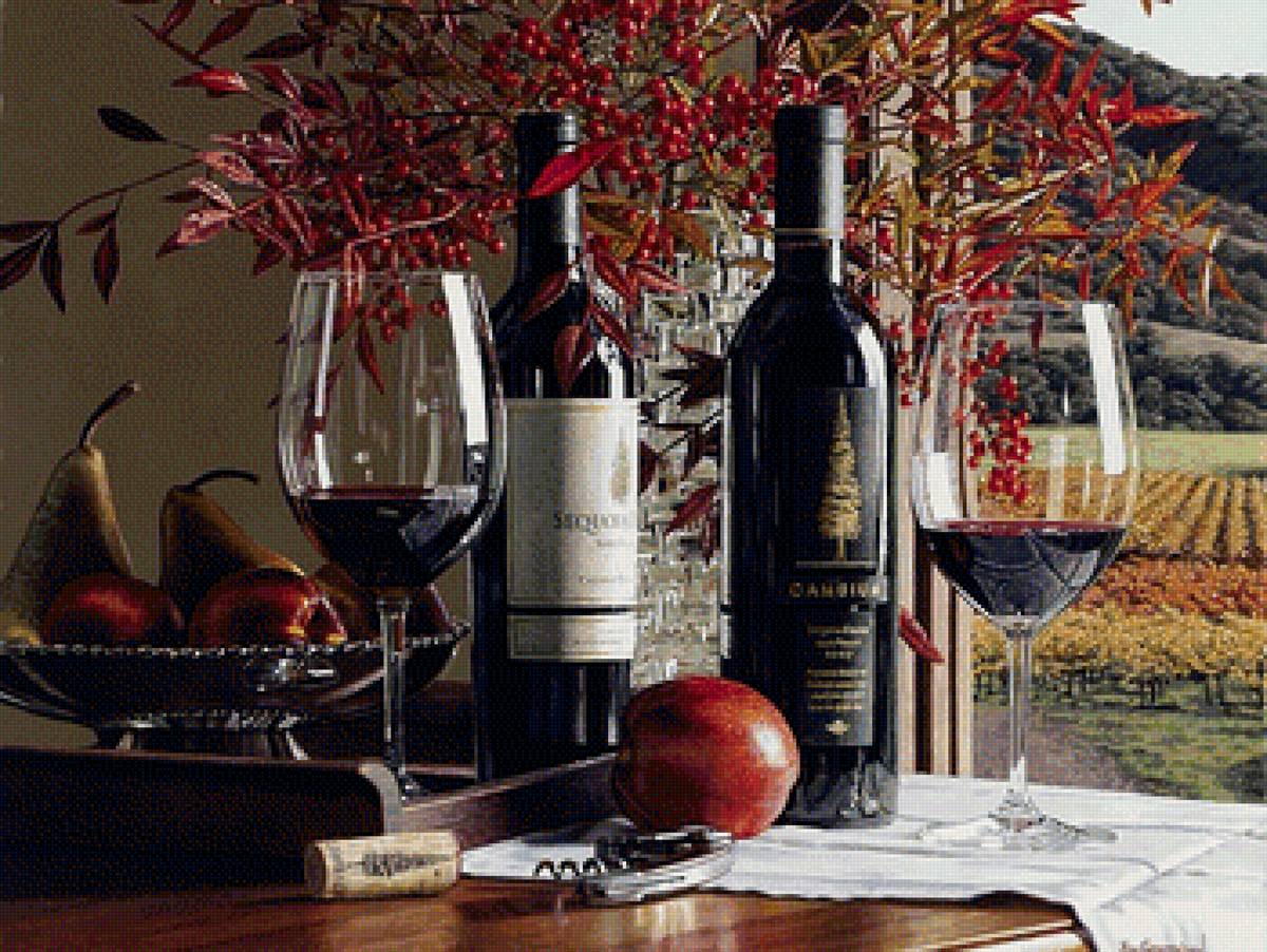 натюрморт с вином - бокал, вино - предпросмотр