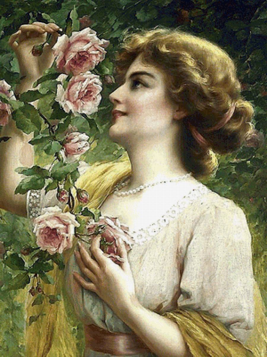 девушка и розы - розы, девушка, цветы - предпросмотр