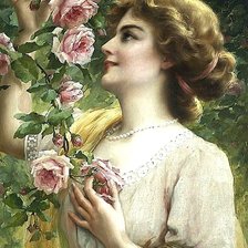 Схема вышивки «девушка и розы»