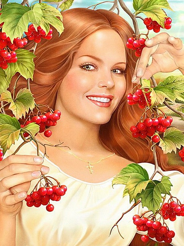 калина  красная - девушка, калина - оригинал