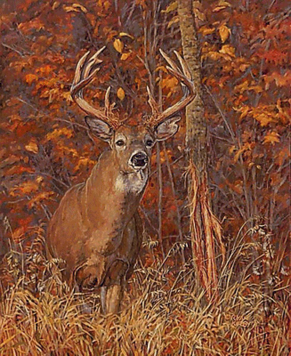 Олень, - живопись., олень - предпросмотр