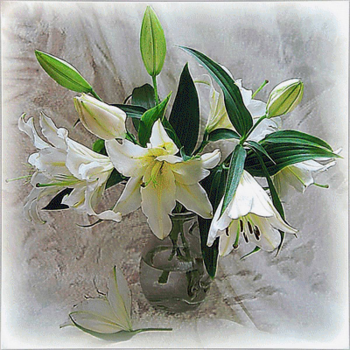 Лилии. - лилии. натюрморт, букет, живопись. - предпросмотр