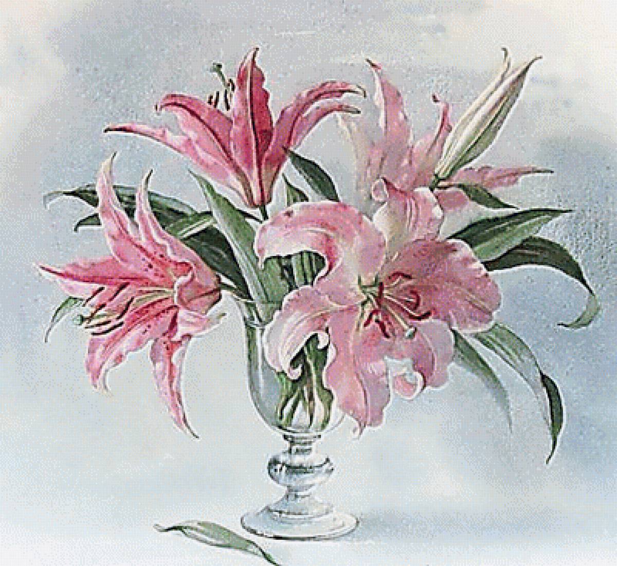 Лилии. - лилии. натюрморт. живопись. - предпросмотр