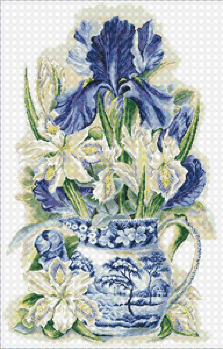 Ирисы в вазе )) - ваза, синий, ирисы - предпросмотр