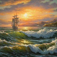 Схема вышивки «море»