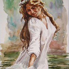 Схема вышивки «девука гуляет по море»