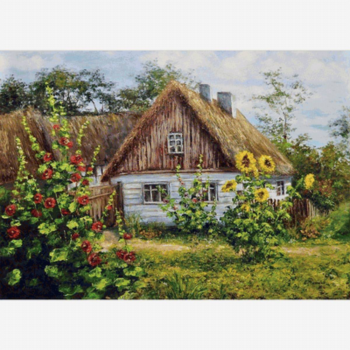 украинская хата - пейзаж - предпросмотр