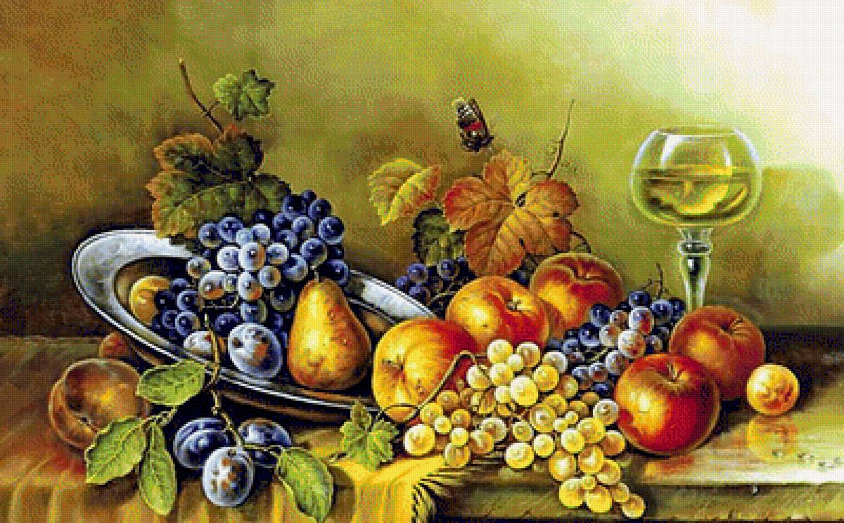 Натюрморт. - вино, живопись., фрукты, виноград, натюрморт - предпросмотр