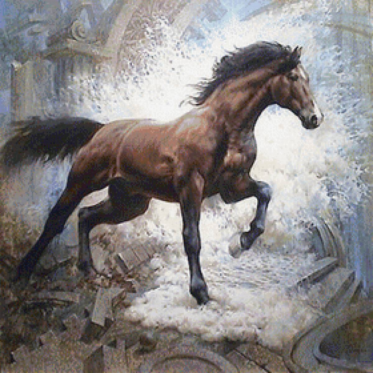 Художник Юрий Ярош - лошади, конь, животные - предпросмотр