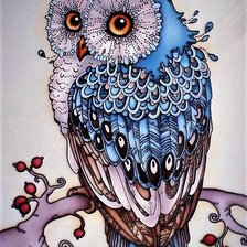 Оригинал схемы вышивки «Blue owl» (№1752608)
