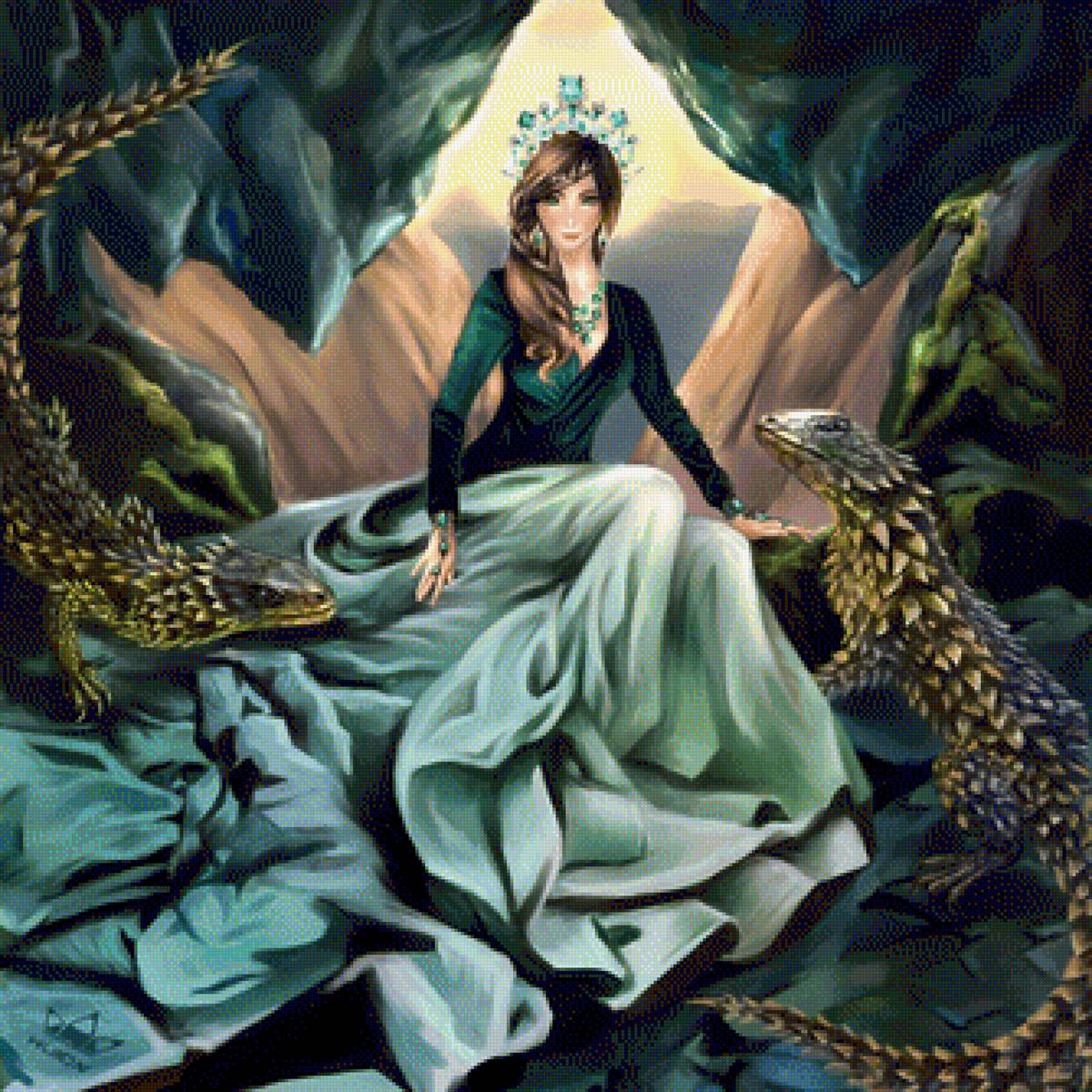 Хозяйка Медной оры - украшения, девушка, ящерица, хозяйка медной горы - предпросмотр