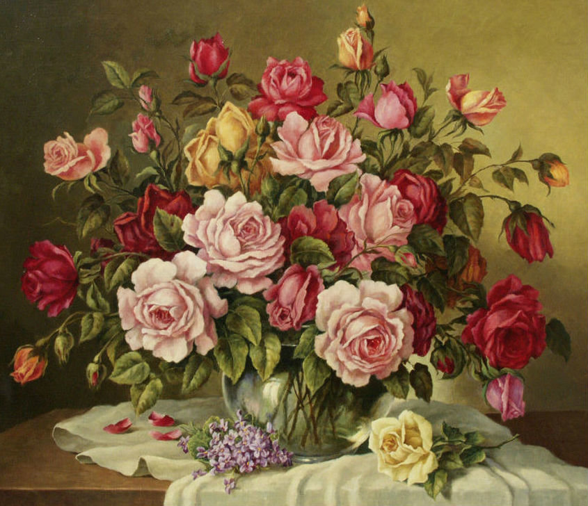 Букет в вазе - цветы в вазе, ваза, цветы, розы - оригинал