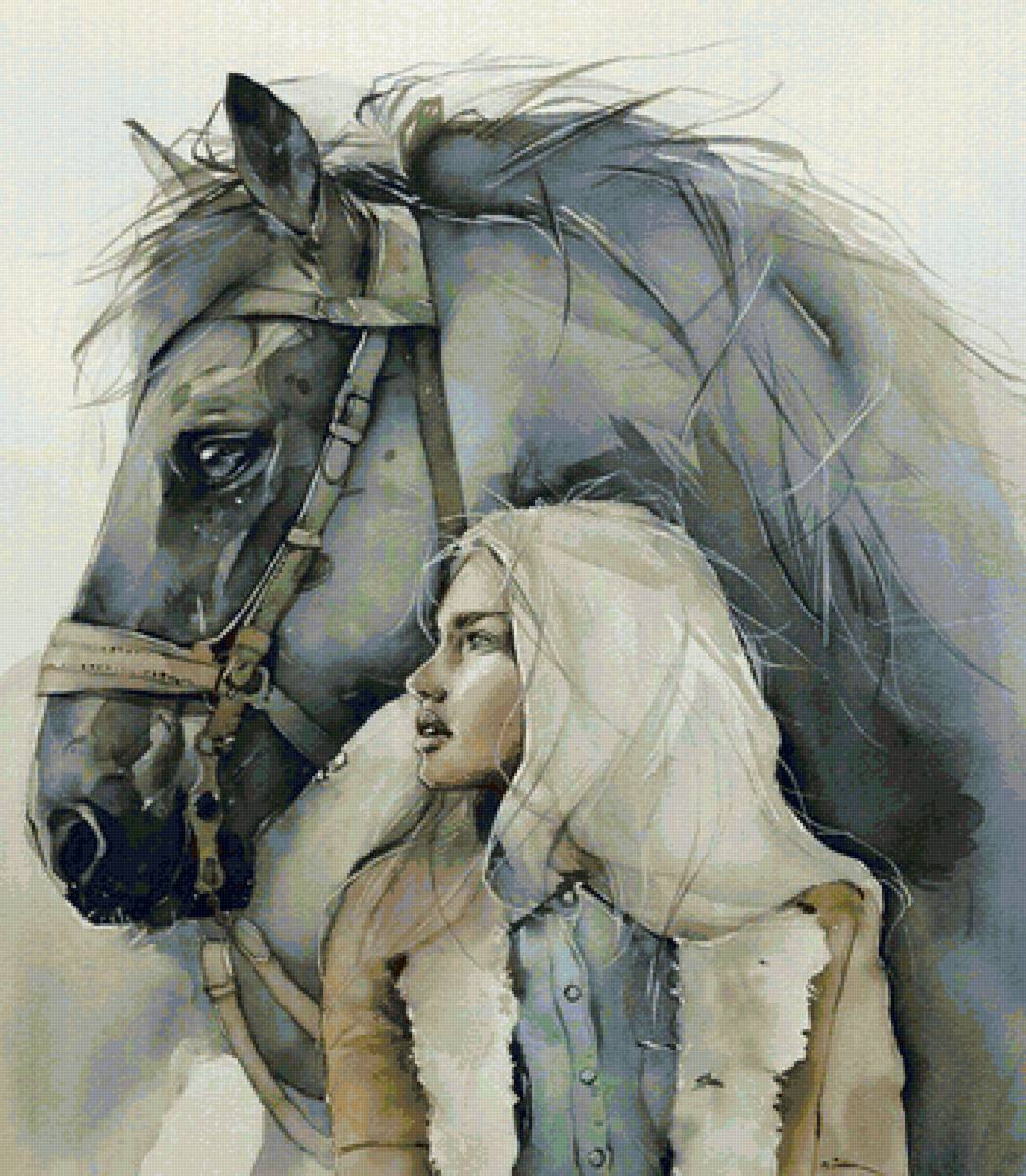 2345 - конь, девушка - предпросмотр