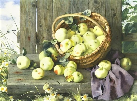 НАТЮРМОРТ С ЯБЛОКАМИ - натюрморт с яблоками - оригинал