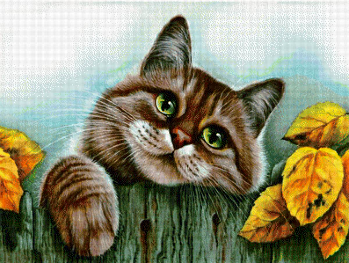 Рыжий кот вышивка - предпросмотр