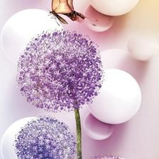 Схема вышивки «Одуванчик с бабочками»