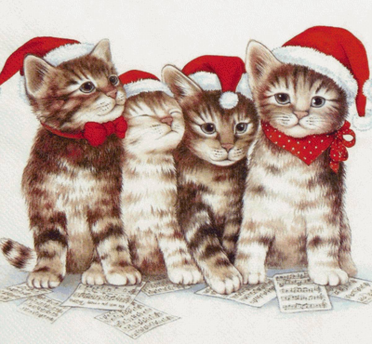 Котики - новогодние коты, коты - предпросмотр