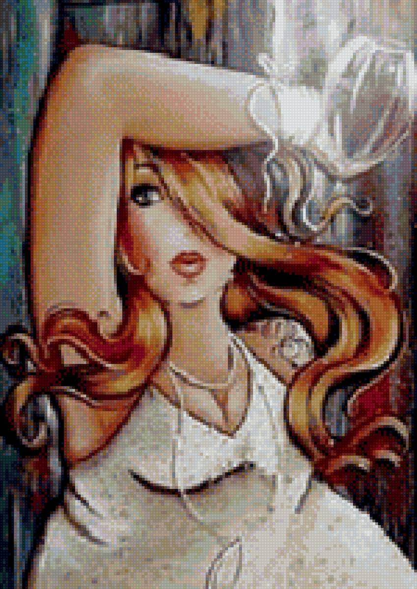 С БОКАЛОМ ВИНА1 - портрет, женщина - предпросмотр