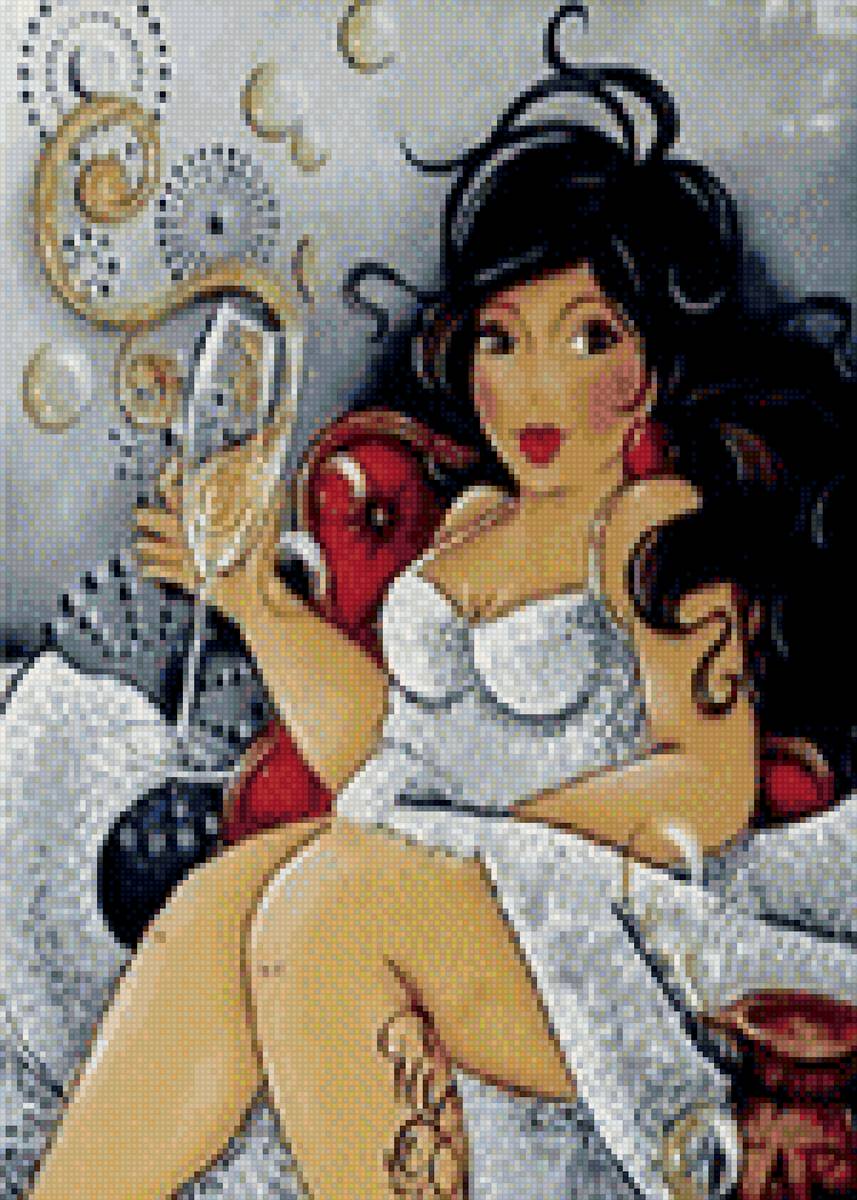 С БОКАЛОМ ВИНА3 - портрет, женщина - предпросмотр