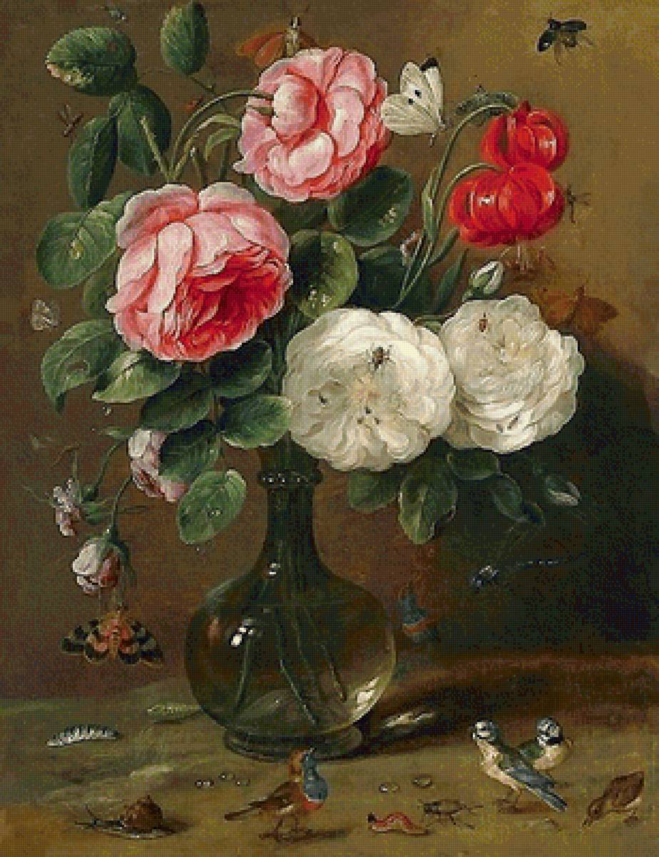 натюрморт - ваза, розы - предпросмотр