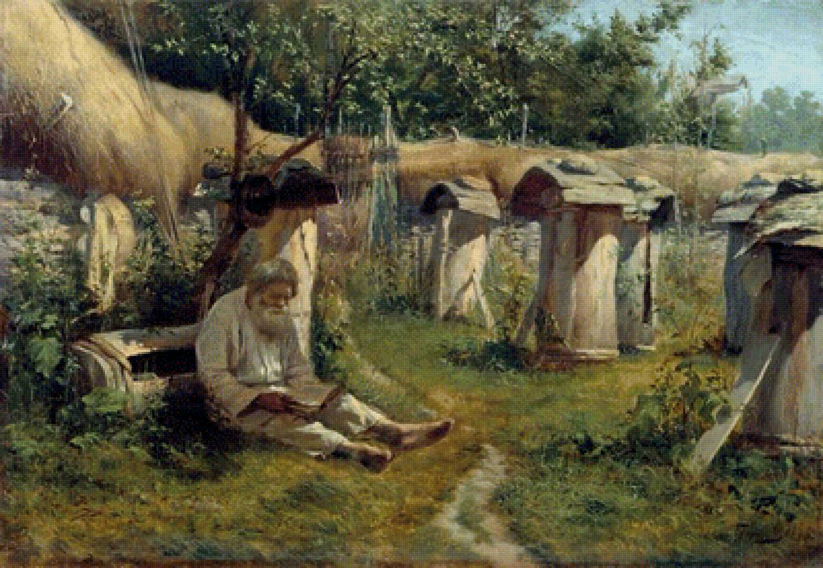 на пасеке - пасека, лес, дедушка - предпросмотр