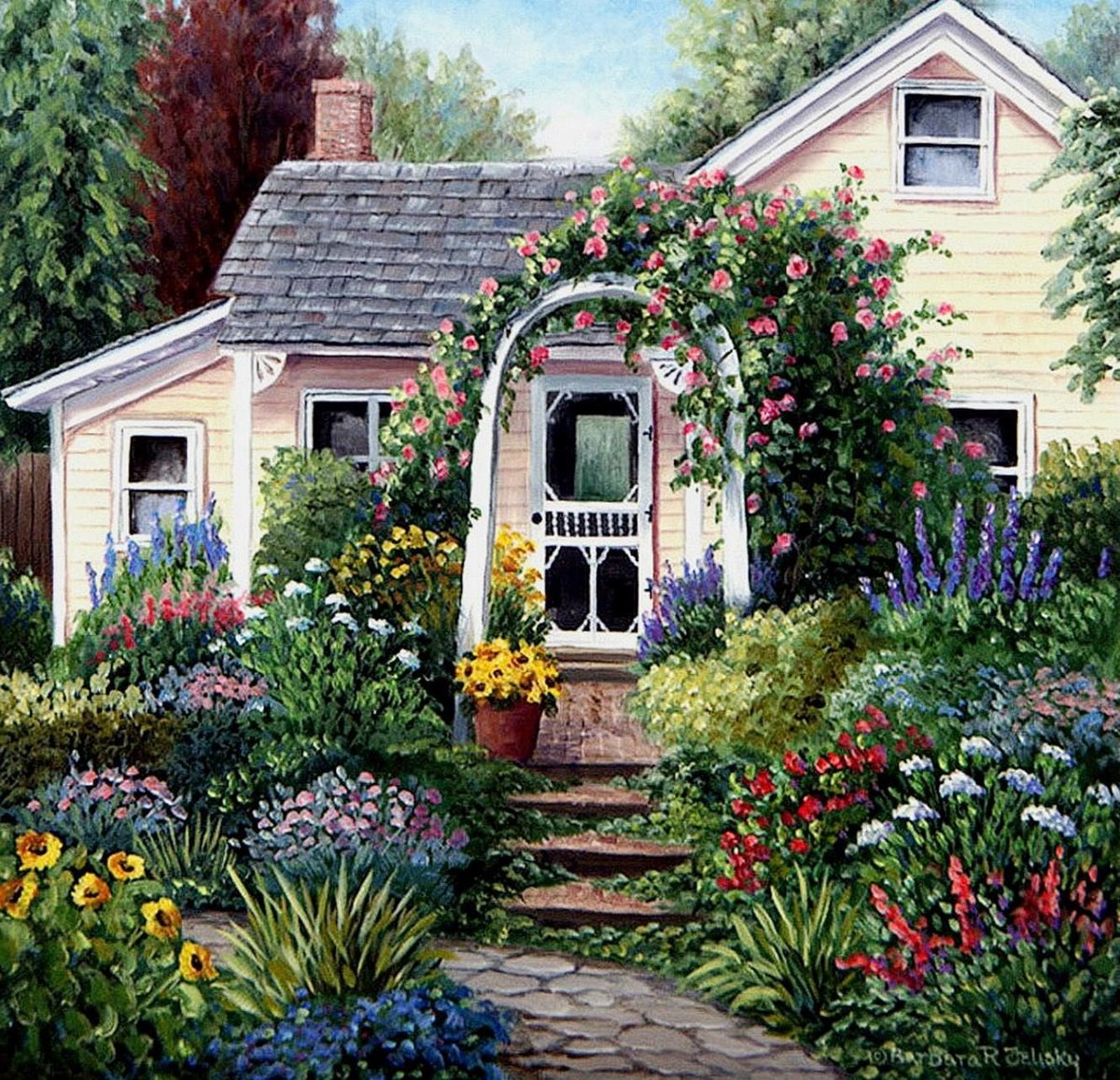 Уютный дом - дом, цветы - оригинал