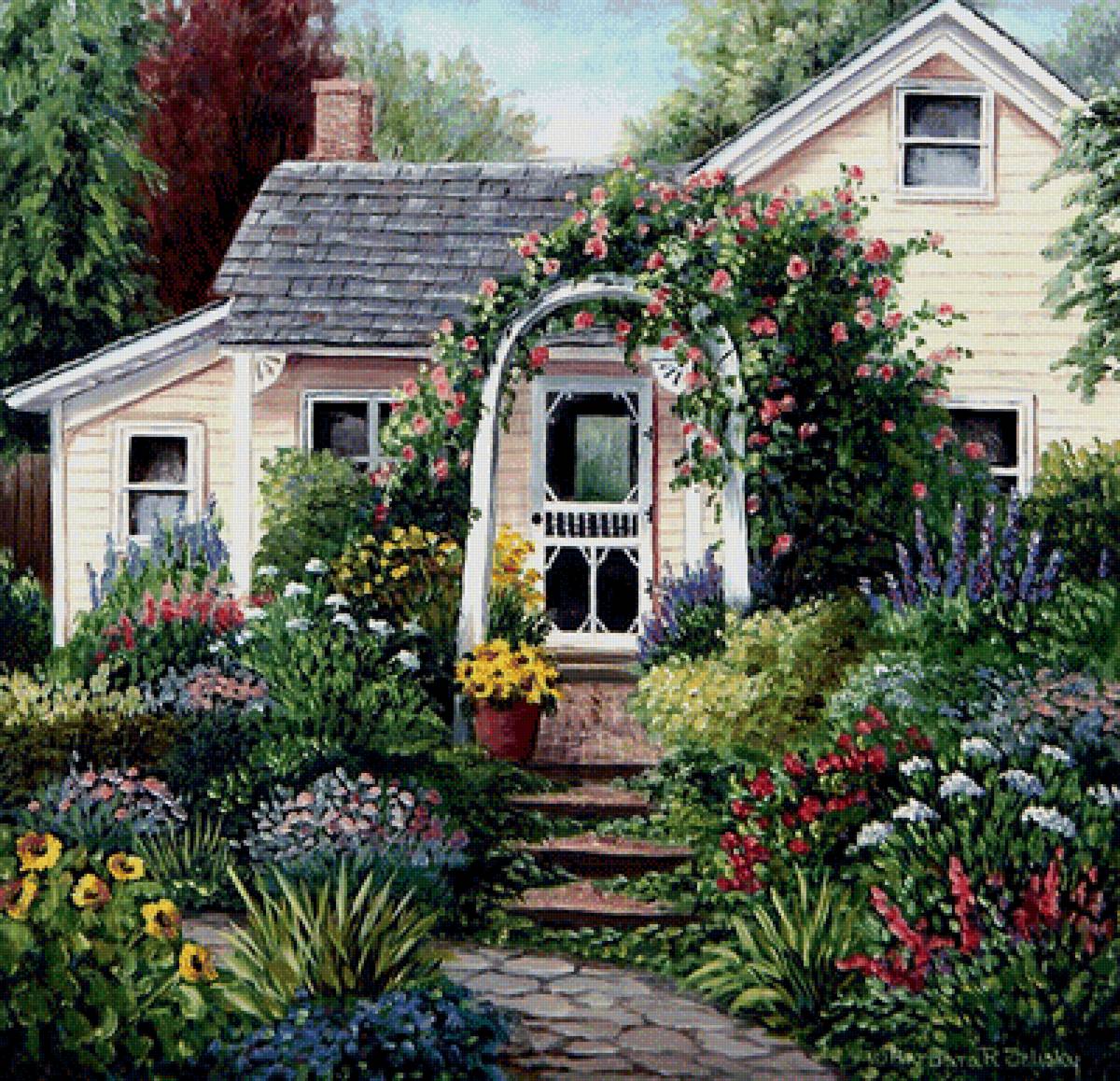 Уютный дом - цветы, дом - предпросмотр