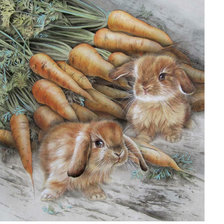 Оригинал схемы вышивки «Кролики и морковка» (№1758697)