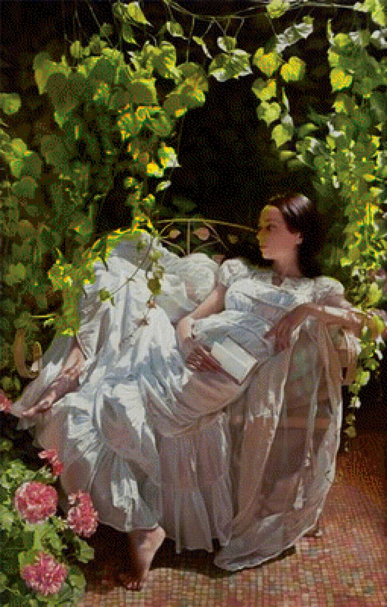 девичьи грёзы - беседка, девушка, плющ - предпросмотр